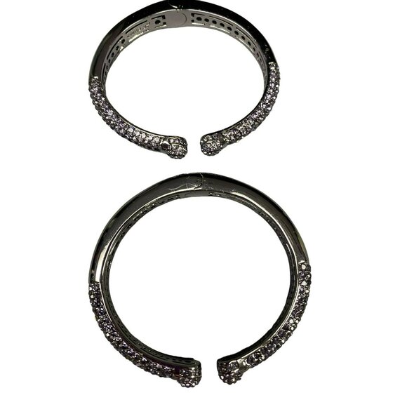 Joan Boyce Hinged Bracelets Set Of 2 With Sparkling Purple Rhinestone - Elegant - Picture 4 of 6